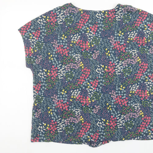 Seasalt Cornwall Women's Blue Floral Organic Cotton Blouse UK 16