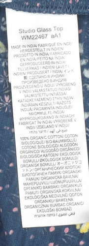 Seasalt Cornwall Women's Blue Floral Organic Cotton Blouse UK 16