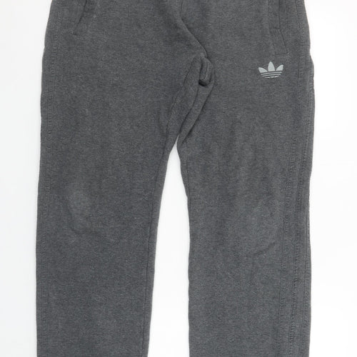 Adidas Men Grey Jogger Sweatpants L Fleece Lined Tapered Fit