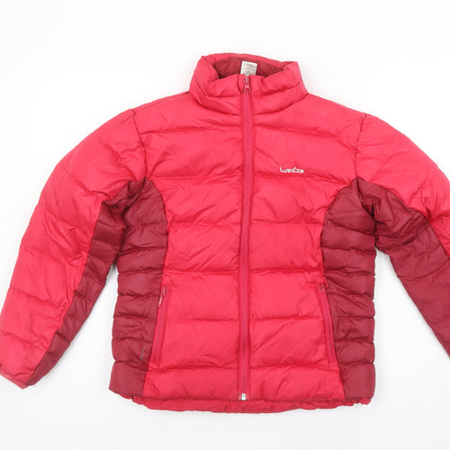 Wedze Girls Red Puffer Jacket 12 Years Down Insulated Winter Ski Coat