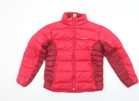 Wedze Girls Red Puffer Jacket 12 Years Down Insulated Winter Ski Coat