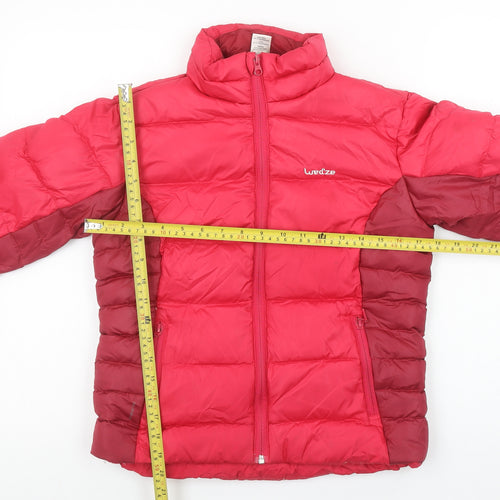 Wedze Girls Red Puffer Jacket 12 Years Down Insulated Winter Ski Coat