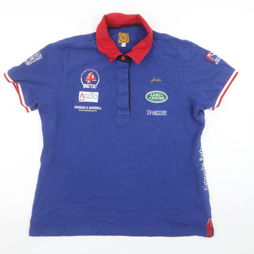 Joules Women's Blue Polo Shirt Size 16 Classic Embroidered Sports Top