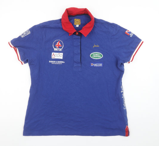 Joules Women's Blue Polo Shirt Size 16 Classic Embroidered Sports Top