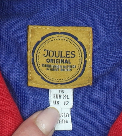 Joules Women's Blue Polo Shirt Size 16 Classic Embroidered Sports Top