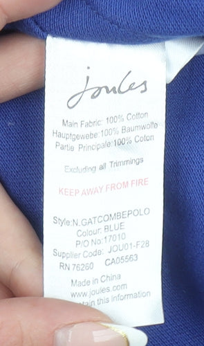 Joules Women's Blue Polo Shirt Size 16 Classic Embroidered Sports Top