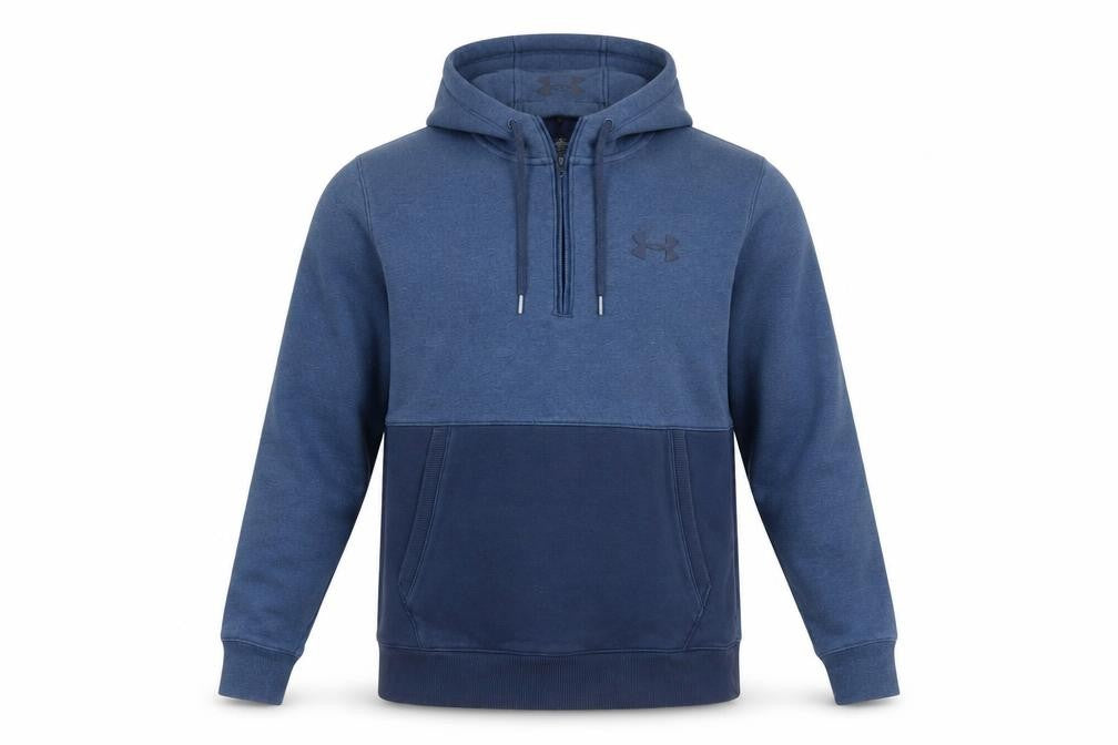 Front view of Under Armour Men Blue M ColdGear 1/4 Zip Pullover Hoodie
