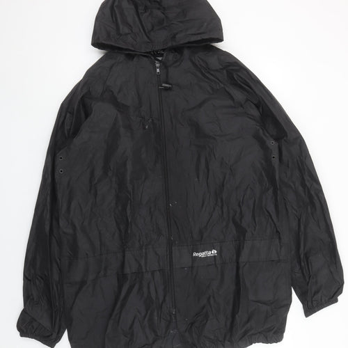 Regatta Men’s Black Waterproof Hooded Rain Jacket M UK 40” Outdoor