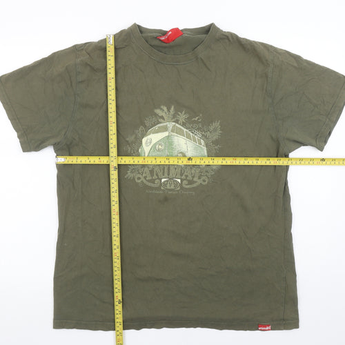 Animal Men’s Green Graphic Print Cotton T-Shirt L Regular Fit