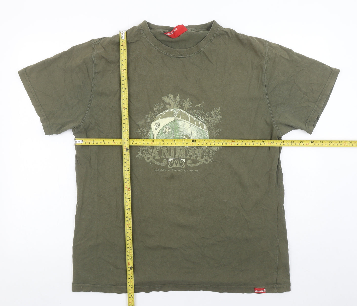 Animal Men’s Green Graphic Print Cotton T-Shirt L Regular Fit