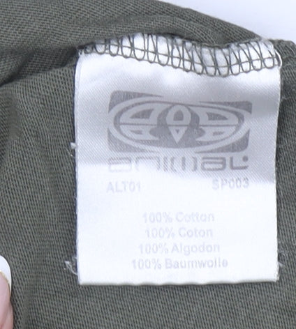 Animal Men’s Green Graphic Print Cotton T-Shirt L Regular Fit