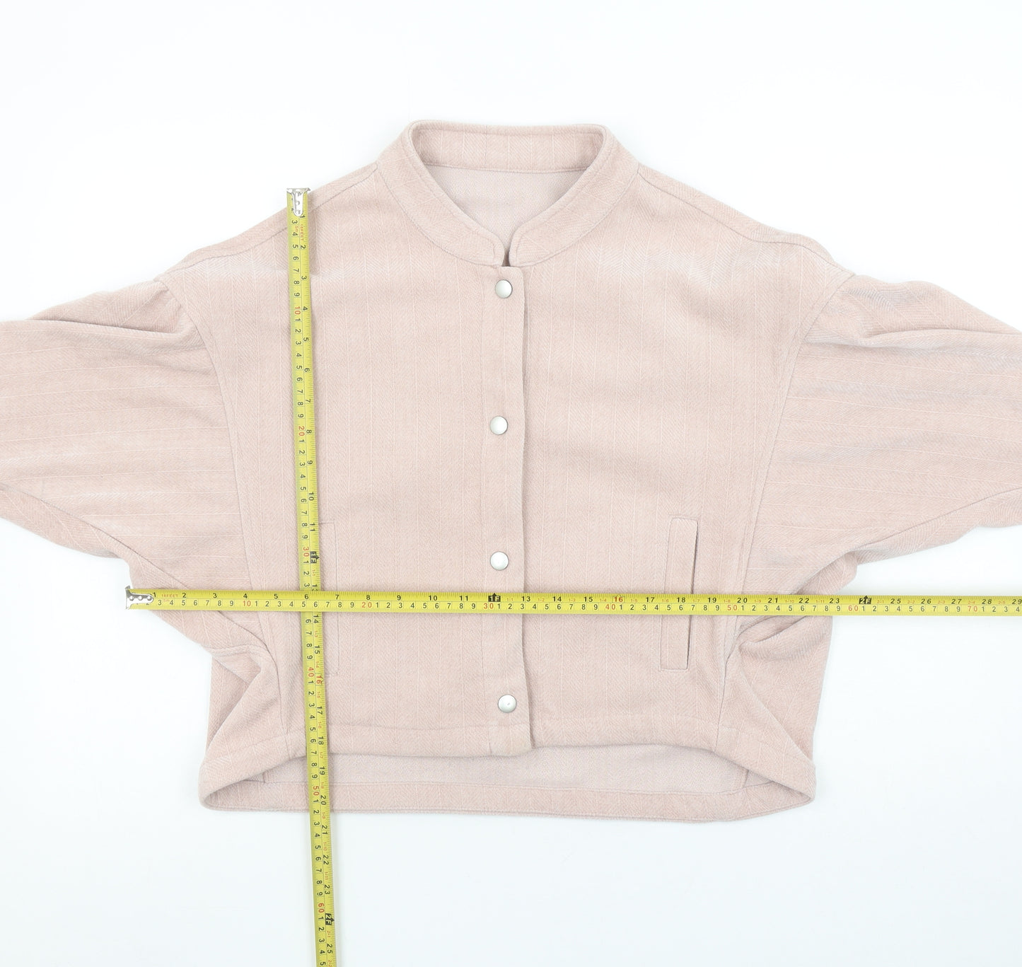 Yarou Women's Beige Cropped Button Jacket Size M Classic Lightweight