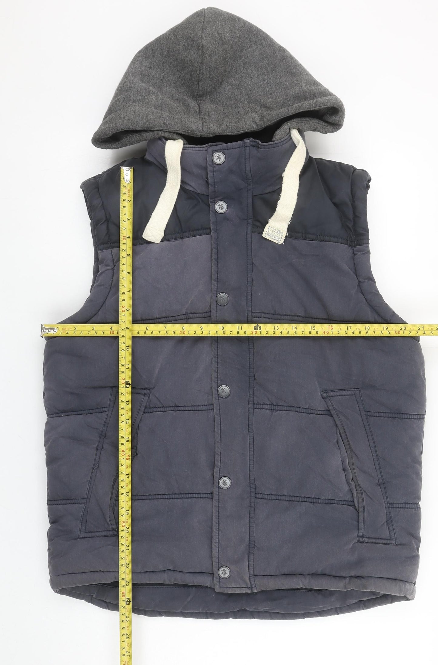 St. George by Duffer Men's Blue Hooded Padded Bodywarmer Size M