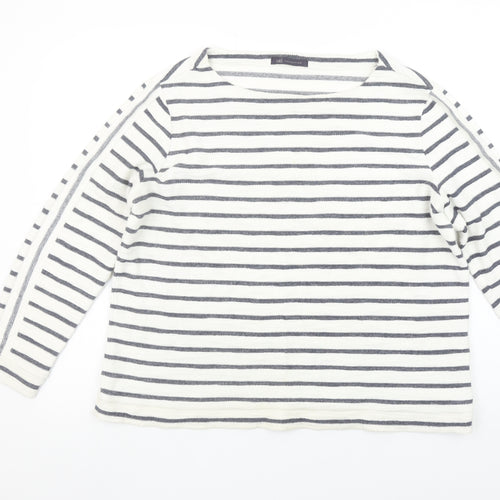 Marks and Spencer Women’s White Striped Long Sleeve Cotton Top Size 16