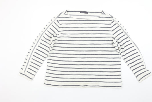 Marks and Spencer Women’s White Striped Long Sleeve Cotton Top Size 16