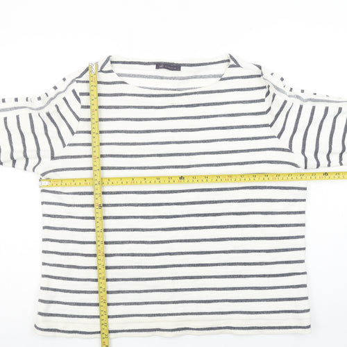 Marks and Spencer Women’s White Striped Long Sleeve Cotton Top Size 16