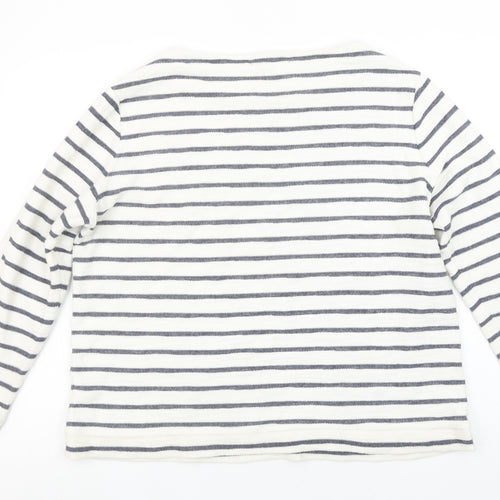 Marks and Spencer Women’s White Striped Long Sleeve Cotton Top Size 16