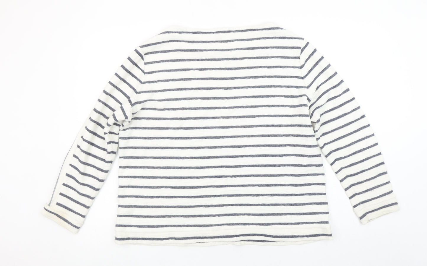 Marks and Spencer Women’s White Striped Long Sleeve Cotton Top Size 16