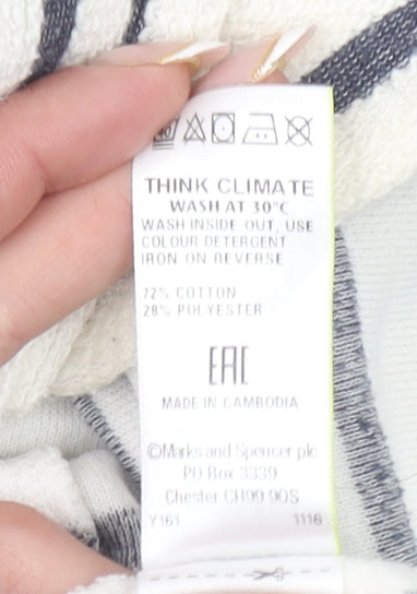 Marks and Spencer Women’s White Striped Long Sleeve Cotton Top Size 16