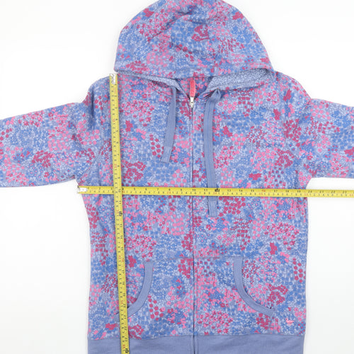 Country Rose Womens Blue Floral Full Zip Hoodie Size M