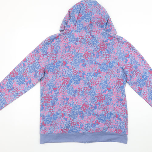 Country Rose Womens Blue Floral Full Zip Hoodie Size M