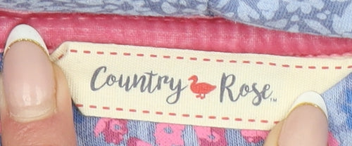 Country Rose Womens Blue Floral Full Zip Hoodie Size M