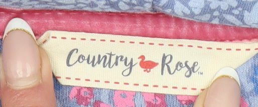 Country Rose Womens Blue Floral Full Zip Hoodie Size M