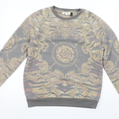 Topman Men's Grey Baroque Print Crew Neck Sweatshirt Size M