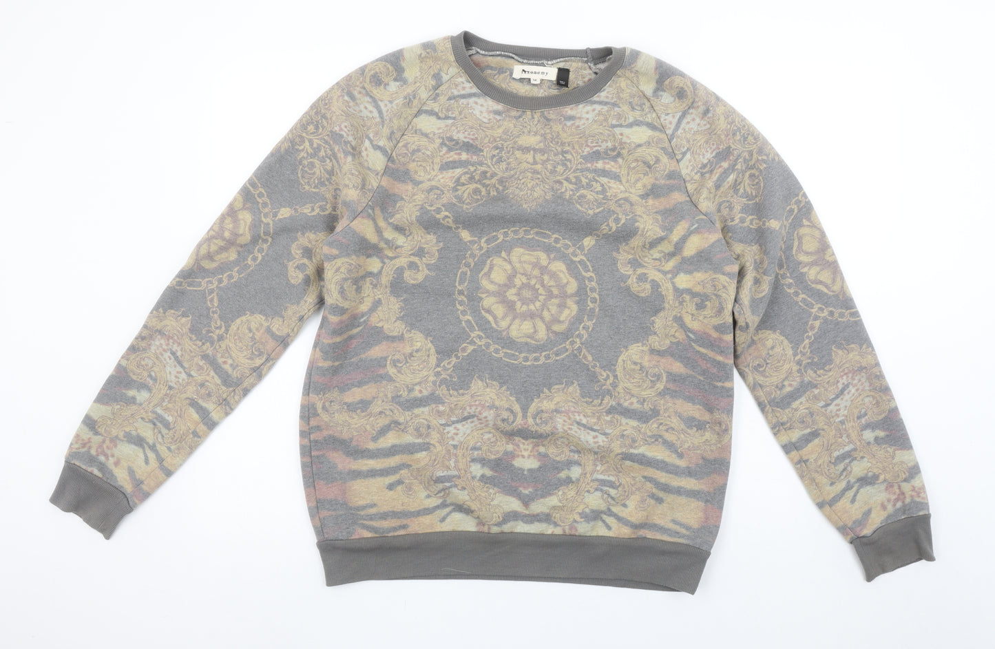 Topman Men's Grey Baroque Print Crew Neck Sweatshirt Size M