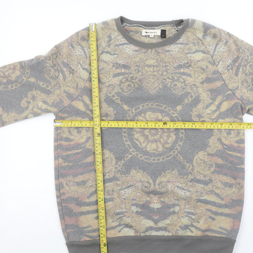 Topman Men's Grey Baroque Print Crew Neck Sweatshirt Size M