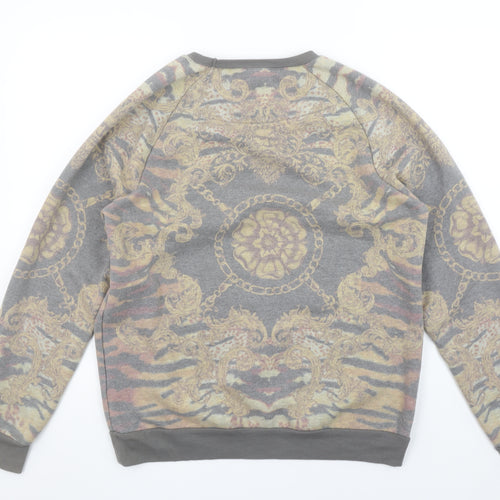Topman Men's Grey Baroque Print Crew Neck Sweatshirt Size M