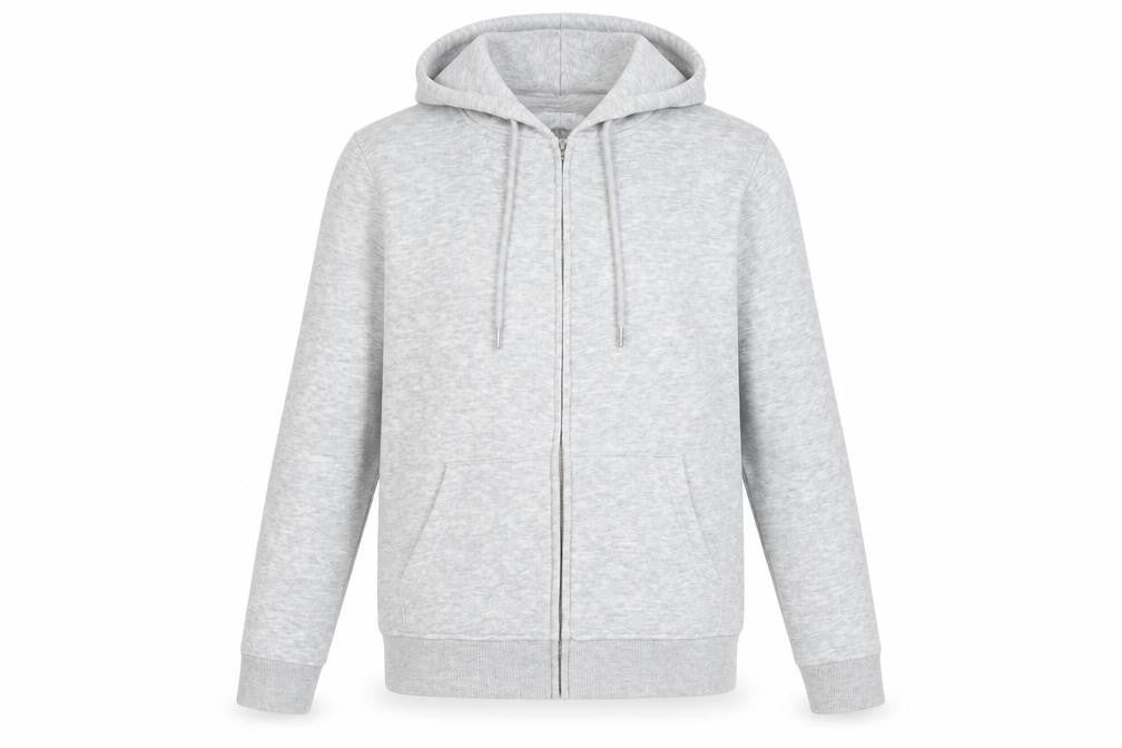 Front view of Papaya Women’s Grey Full Zip Hoodie Small Polyester Blend