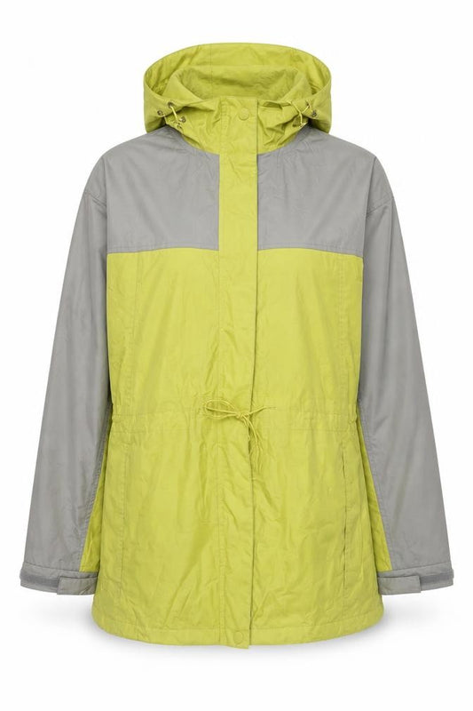 Front view of Being Casual Women Green Grey, size 12, Hooded Water Resistant Jacket