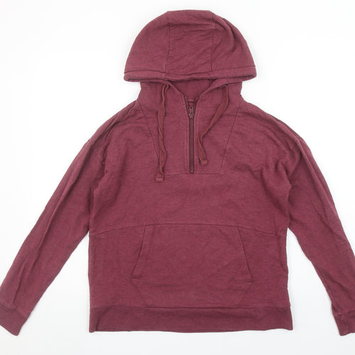BAM Women's Burgundy 1/4 Zip Hooded Pullover Sweatshirt Size S