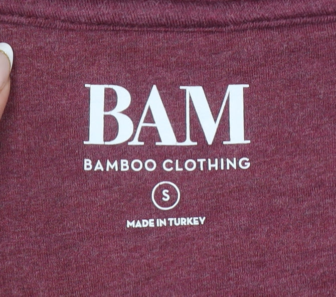 BAM Women's Burgundy 1/4 Zip Hooded Pullover Sweatshirt Size S