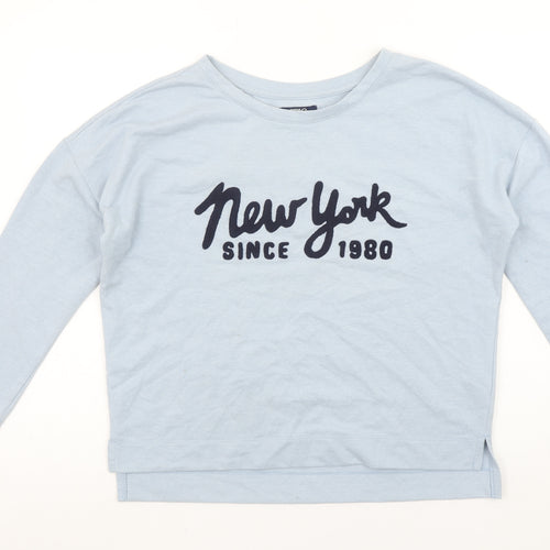SPAO Womens Blue New York Embroidered 3/4 Sleeve Jersey T-Shirt Size S