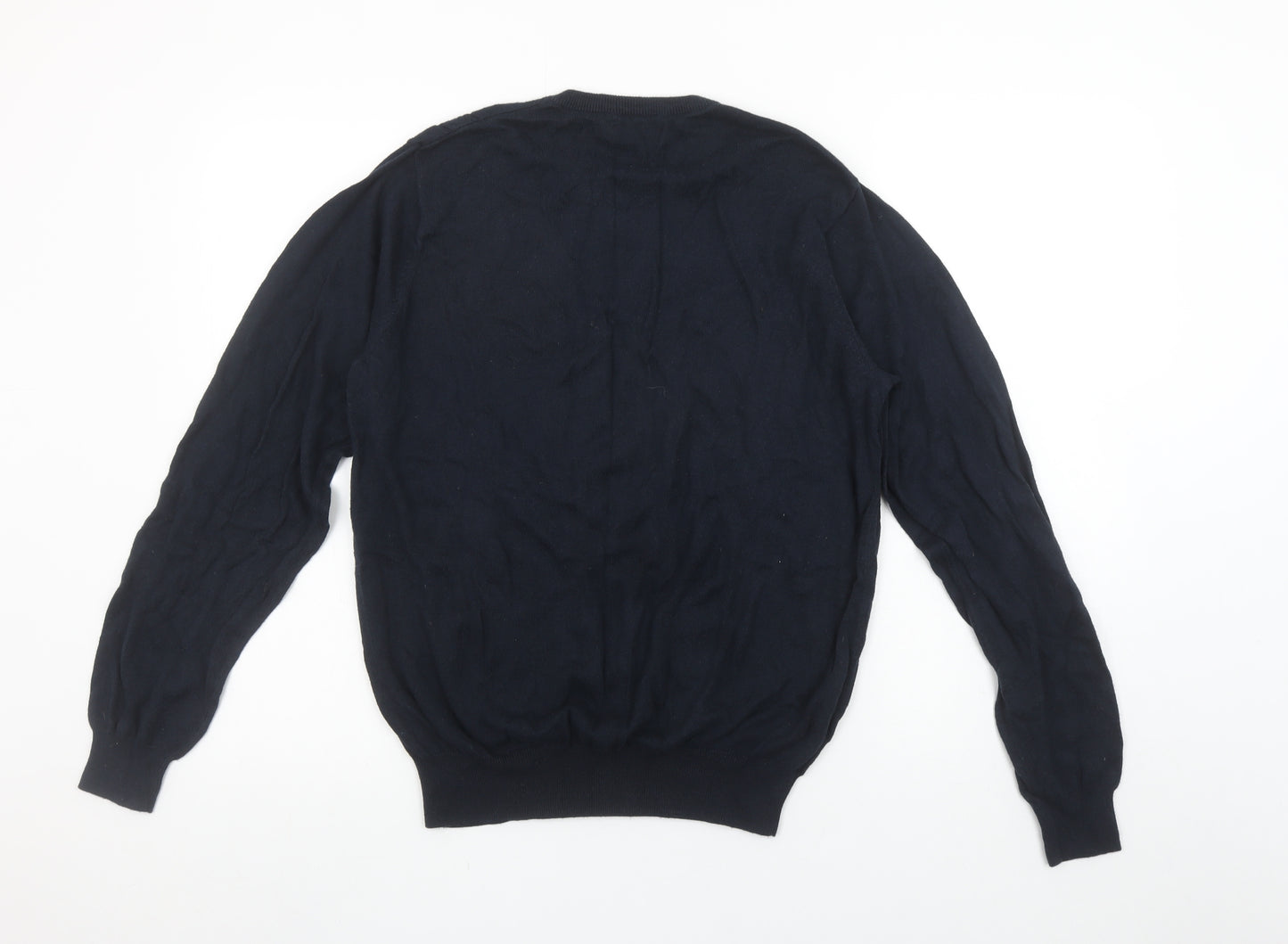 Farah Men’s Blue Cotton V-Neck Cable-Knit Jumper M
