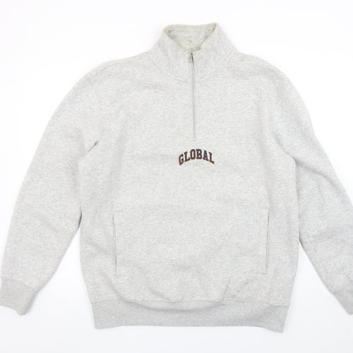 H&M Men's Grey 1/4 Zip Sweatshirt Regular Fit Size M