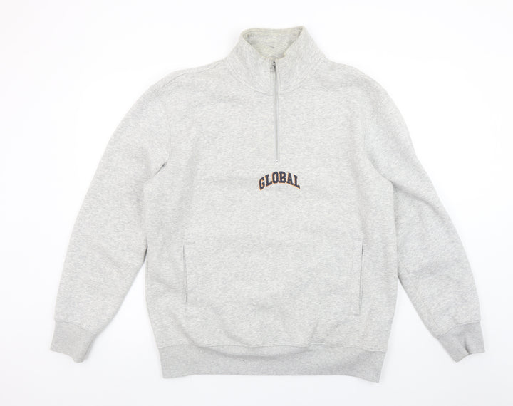 H&M Men's Grey 1/4 Zip Sweatshirt Regular Fit Size M