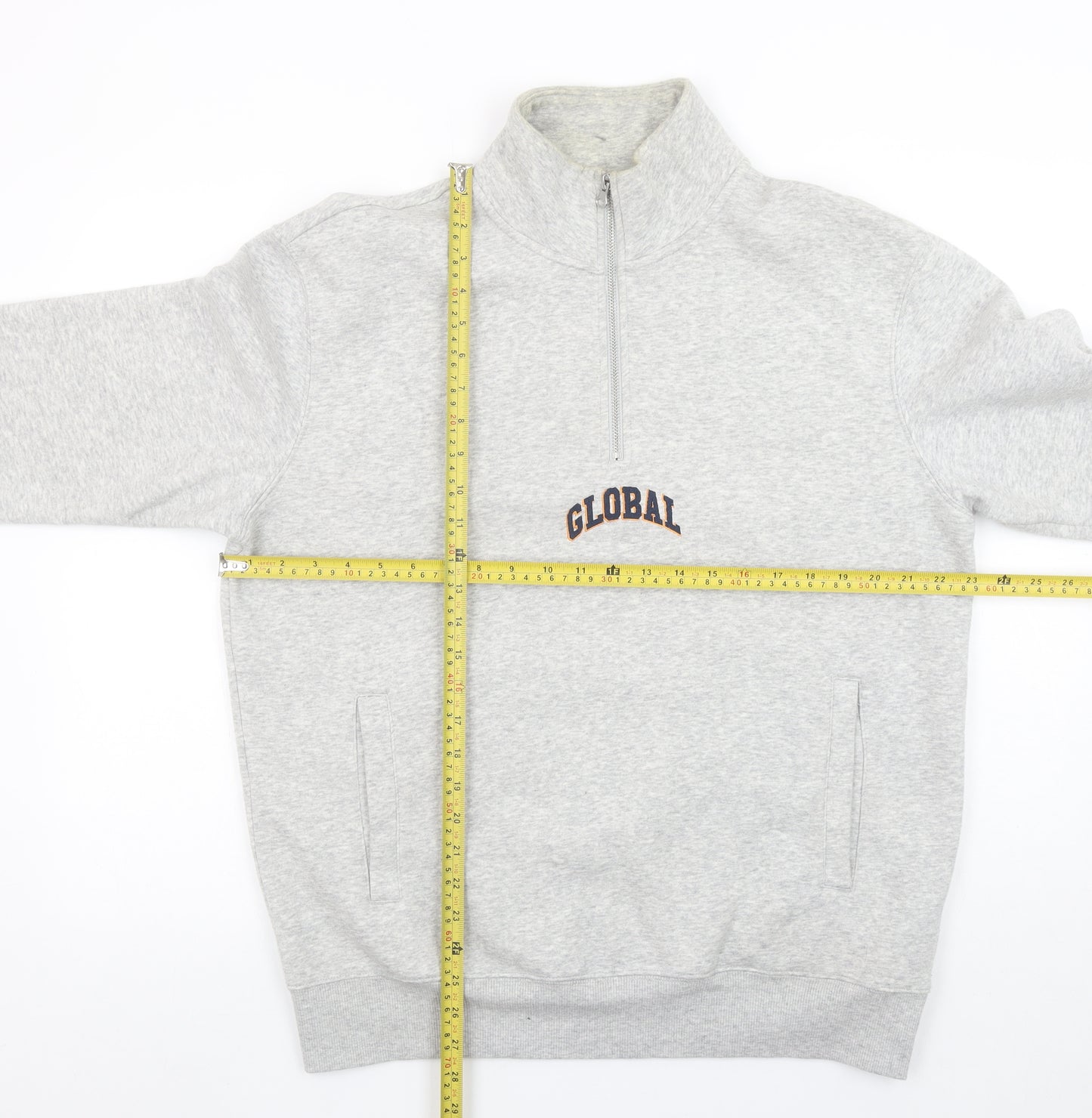 H&M Men's Grey 1/4 Zip Sweatshirt Regular Fit Size M
