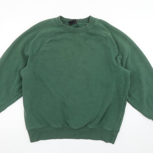 H&M Men's Green Oversized Cotton Blend Pullover Sweatshirt M