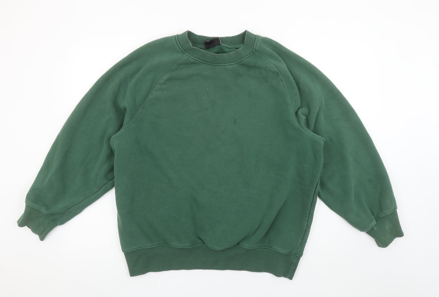 H&M Men's Green Oversized Cotton Blend Pullover Sweatshirt M