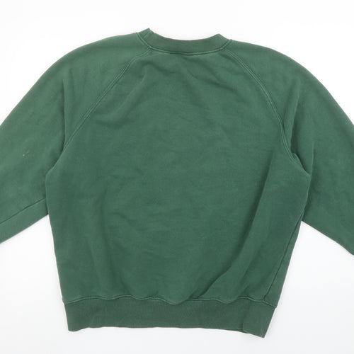 H&M Men's Green Oversized Cotton Blend Pullover Sweatshirt M