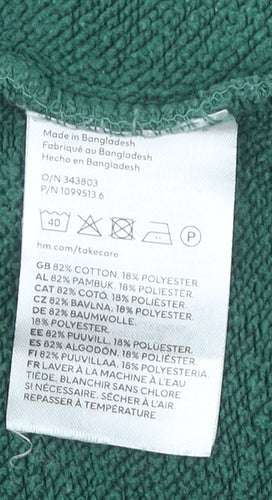 H&M Men's Green Oversized Cotton Blend Pullover Sweatshirt M