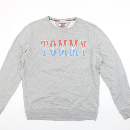 Tommy Jeans Men's Grey XL Regular Fit Logo Sweatshirt