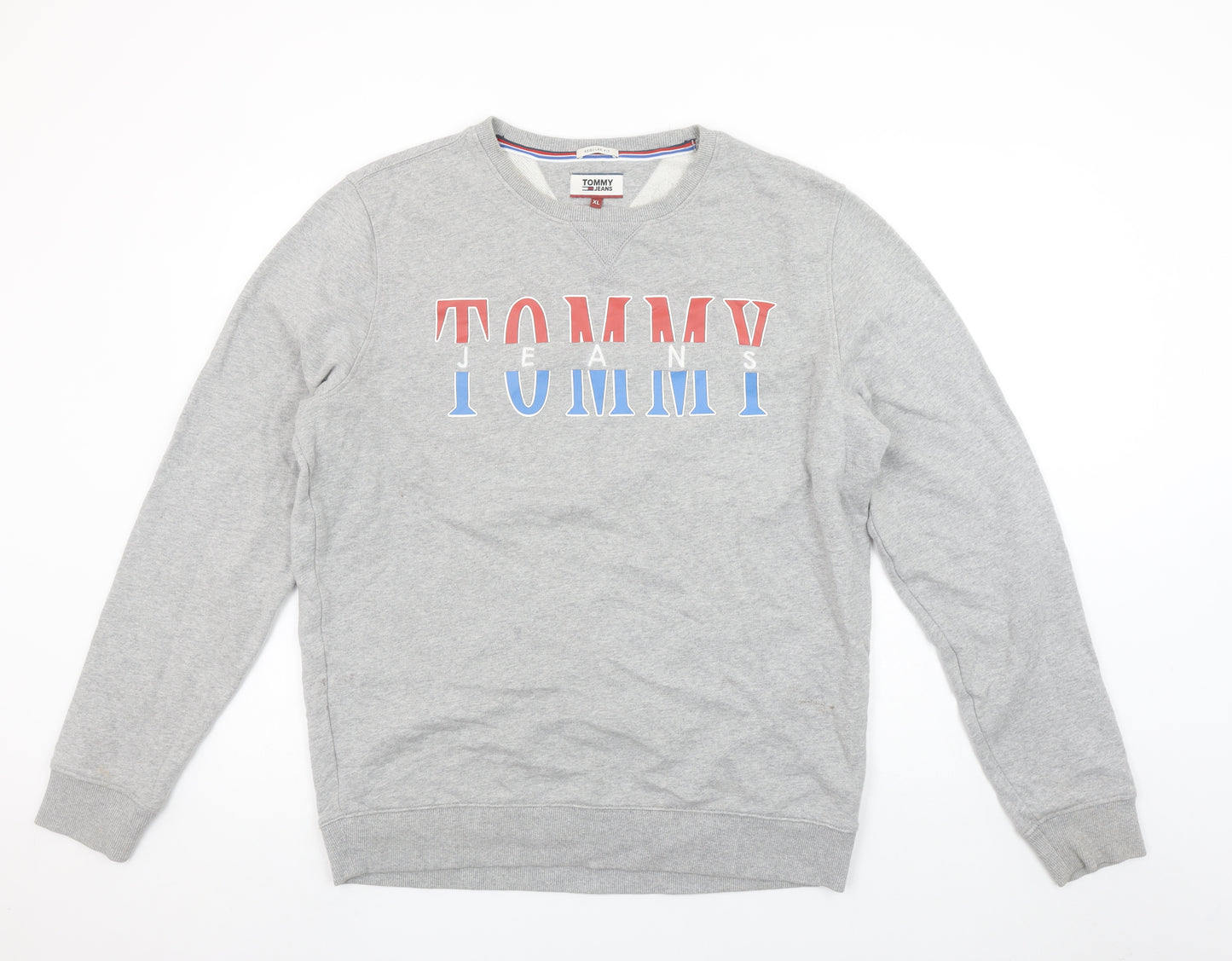 Tommy Jeans Men's Grey XL Regular Fit Logo Sweatshirt