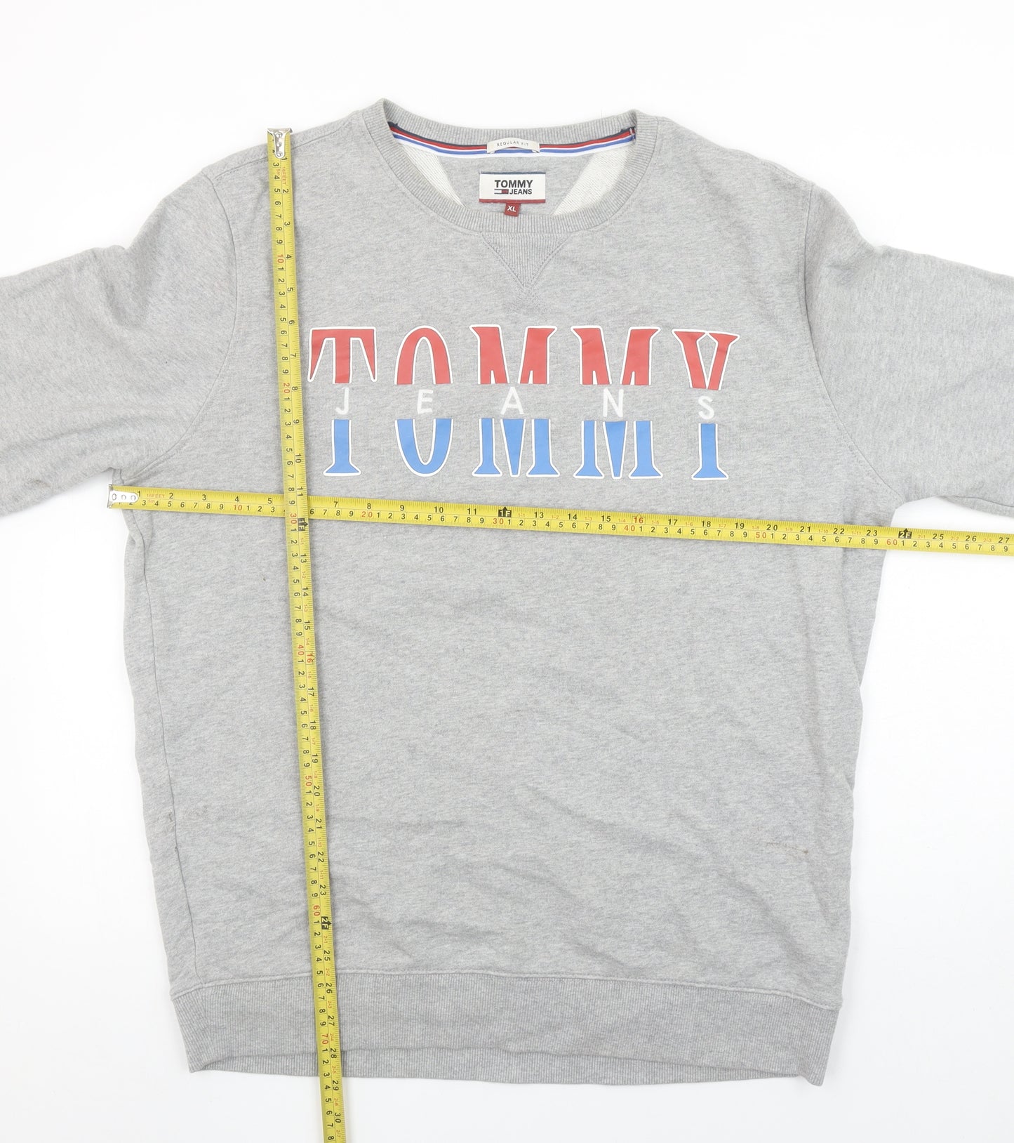 Tommy Jeans Men's Grey XL Regular Fit Logo Sweatshirt