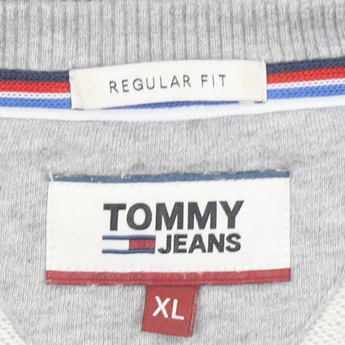 Tommy Jeans Men's Grey XL Regular Fit Logo Sweatshirt