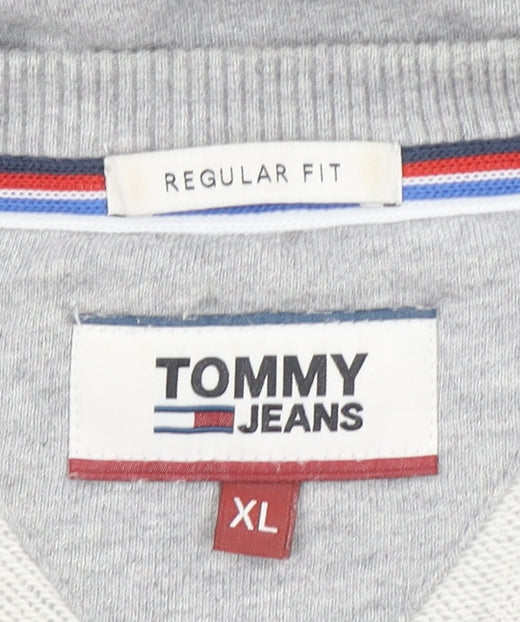 Tommy Jeans Men's Grey XL Regular Fit Logo Sweatshirt