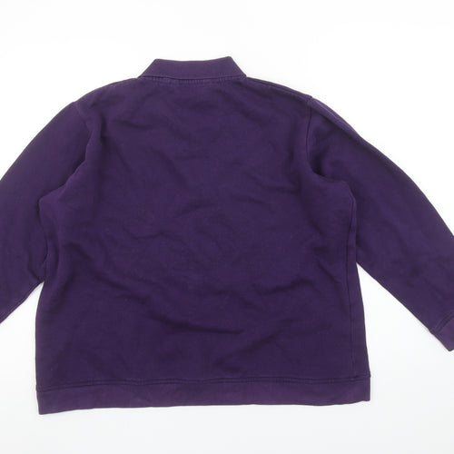 EWM Pure Classic Women's Purple Embroidered Henley Sweatshirt L 18-20